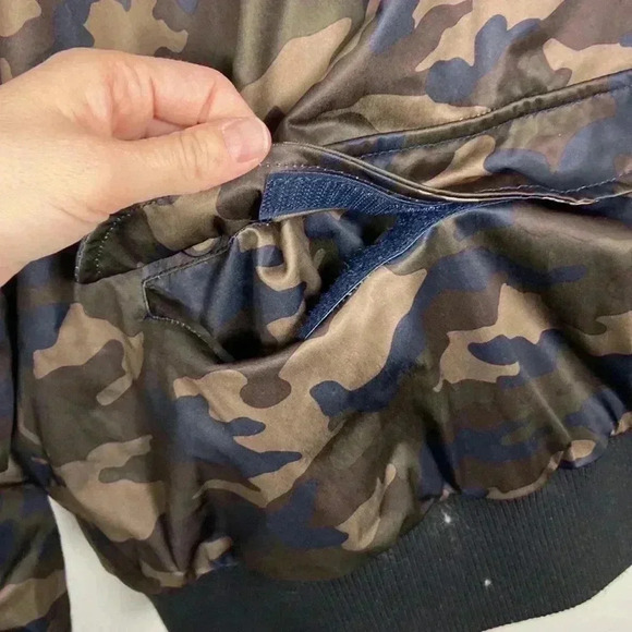 Zara Man Men’s Medium Camo Bomber Jacket Ruched Sleeves Casual Moto Bikercore - Picture 9 of 13